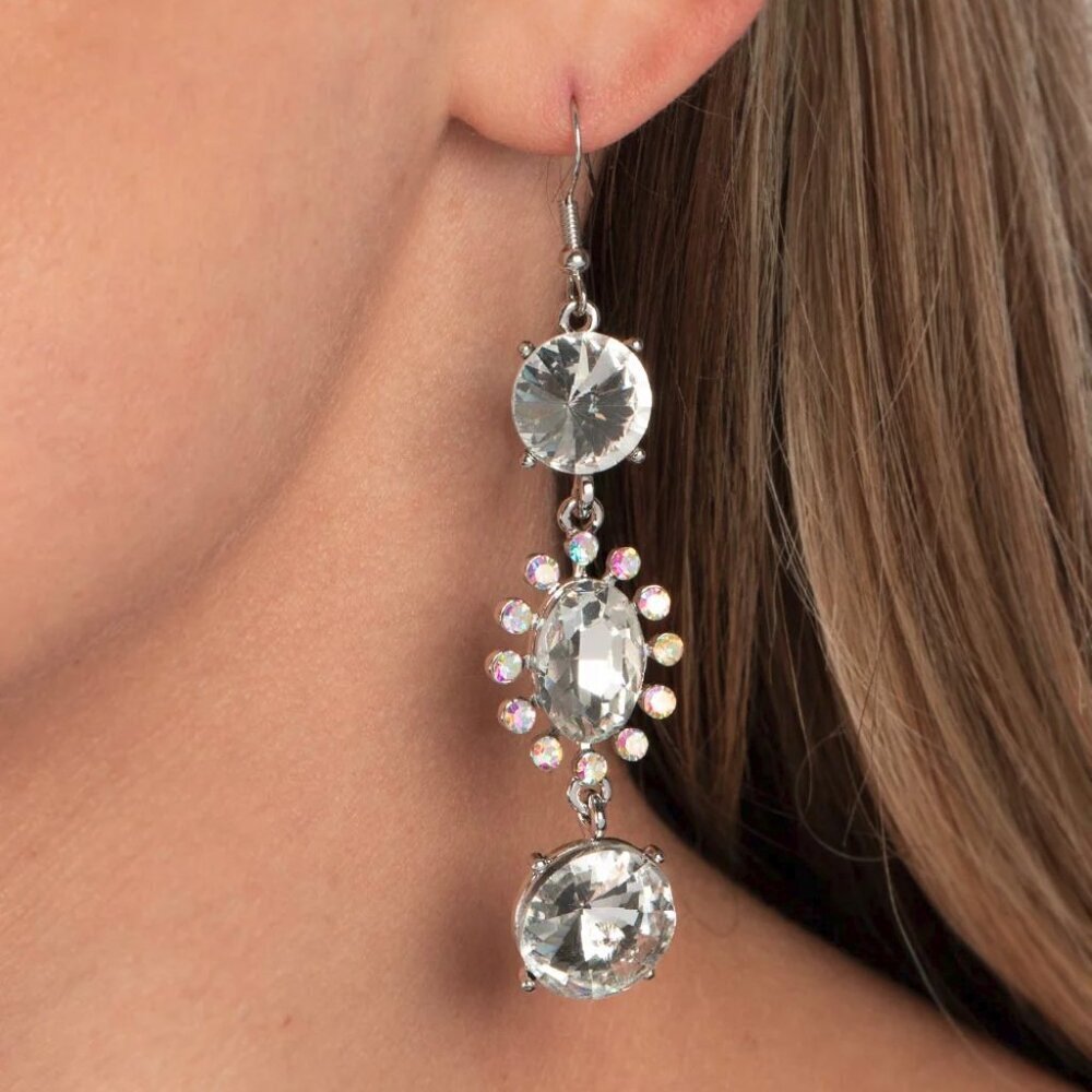 Magical Melodrama - White Earrings - Vintage